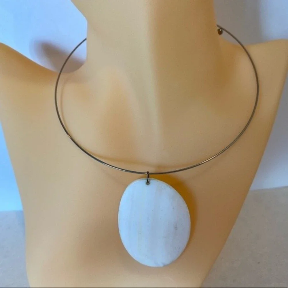 Genuine Mother of Pearl Silver Choker With Comfortable 17.5” Circumference.